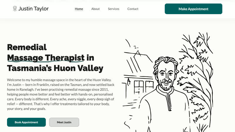 Justin Taylor, a massage therapist in Tasmania